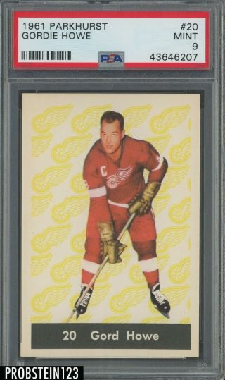 1961 Parkhurst Hockey 20 Gordie Howe Red Wings Hof Psa 9 Low Pop