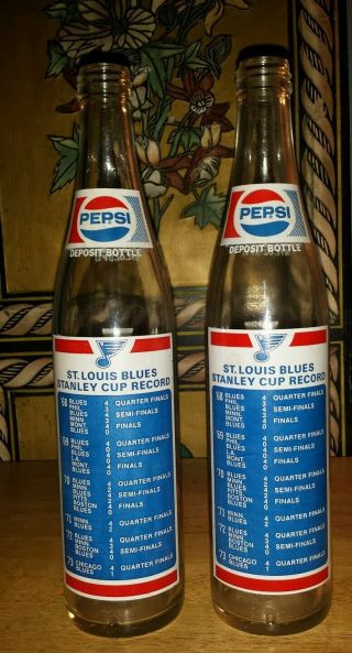 1973 St Louis Blues Commemorative Pepsi Bottle Stanley Cup Record Arena Hockey