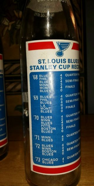 1973 ST LOUIS BLUES COMMEMORATIVE PEPSI BOTTLE Stanley Cup Record arena hockey 3