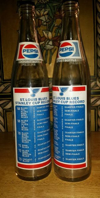 1973 ST LOUIS BLUES COMMEMORATIVE PEPSI BOTTLE Stanley Cup Record arena hockey 4