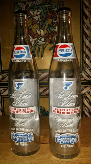 1973 ST LOUIS BLUES COMMEMORATIVE PEPSI BOTTLE Stanley Cup Record arena hockey 5