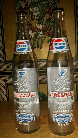 1973 ST LOUIS BLUES COMMEMORATIVE PEPSI BOTTLE Stanley Cup Record arena hockey 6