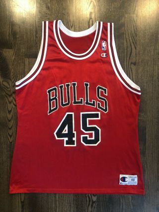 Vintage Michael Jordan 45 Chicago Bulls Red Champion Jersey Size 48 Xl