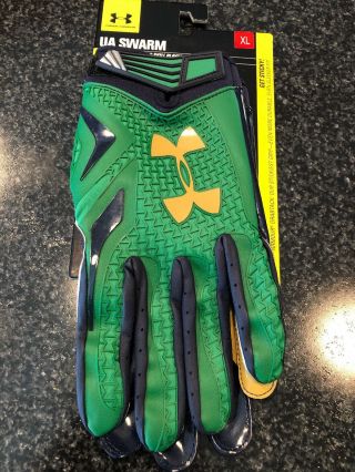 Notre Dame Football Under Armour Team Issued Gloves 2015 Shamrock Series Xl