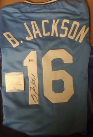Bo Jackson Custom Autographed Becket Authenticated Kansas City Royals Jersey