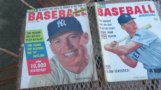 2 Dell Baseball Annual Magazines Mickey Mantle 1953 And 1957