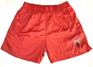 Vintage Lee Sport Mens Sz Xl Red Chicago Bulls Mesh Lined Swim Trunks Shorts