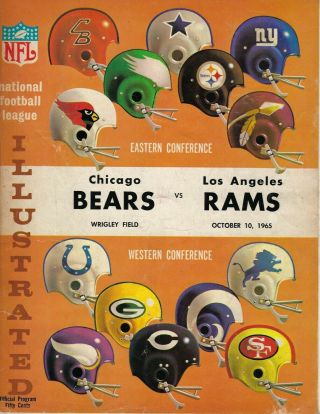 1965 10/10 Football Program Los Angeles Rams Chicago Bears Sayers Td Pass Catch