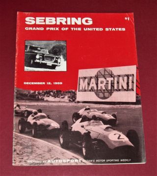 1959 Grand Prix Of The United States At Sebring Program - 1st Us F1 Gp Race