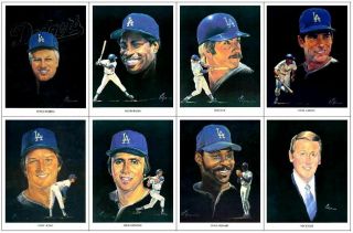 1982 Union Oil Dodgers Portraits - Complete Set Of 26 By Nicholas Volpe - Nm - Mt