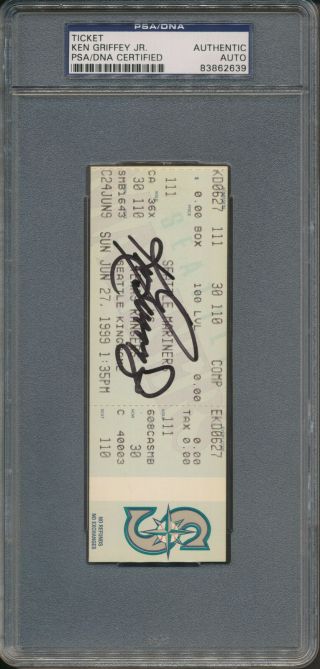 Ken Griffey Jr.  Signed Final Kingdome Game Ticket 6 - 27 - 99 Psa/dna Certified Auto