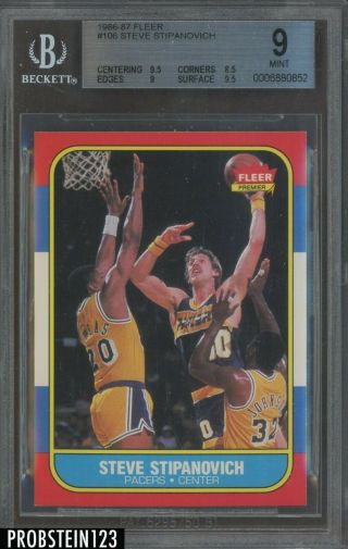 1986 - 87 Fleer Basketball Setbreak 106 Steve Stipanovich Indiana Pacers Bgs 9