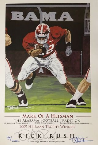 Rick Rush Alabama Crimson Tide Football S/n Poster Mark Of A Heisman