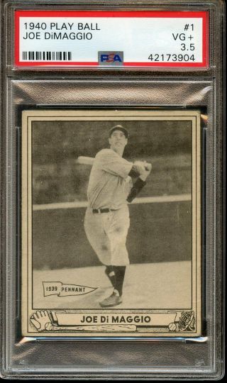 1940 Play Ball Baseball Card 1 Joe Dimaggio York Yankees Psa 3.  5 Vg,