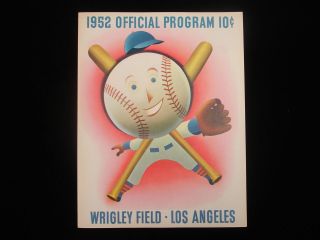 1952 Pacific Coast League Hollywood @ Los Angeles Program/scorecard - Unscored