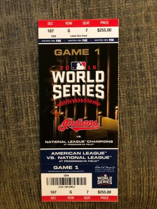 2016 World Series Game 1 Cleveland Indians Vs.  Chicago Cubs Ticket