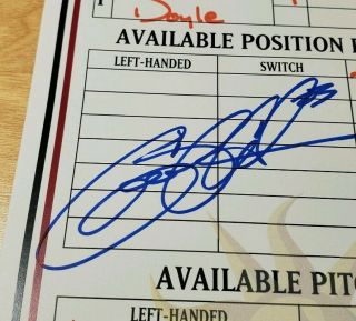 Rare Gerrit Cole Game & Signed 2011 Lineup Card W Mike Trout Bryce Harper