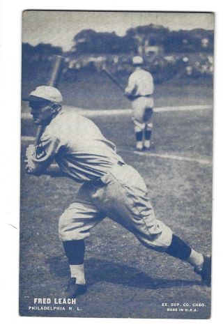 1928 Exhibit (coupon On Back) Fred Leach Philadelphia Phillies Baseball Card