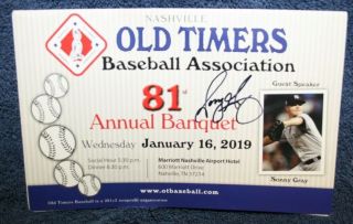 Sonny Gray Autographed Signed Old Timers Banquet Program 2019 Cincinnati Reds