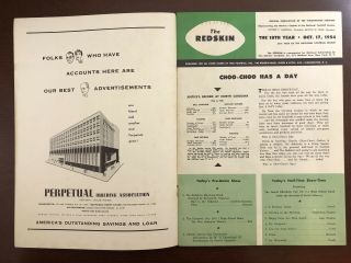 1954 ADRIAN BURK 7 TD RECORD WASH REDSKINS FOOTBALL PROGRAM PHILADELPHIA EAGLES 2