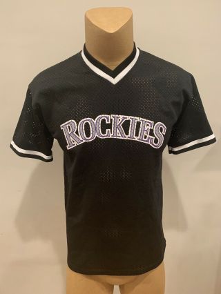 Vintage Colorado Rockies Mesh Jersey T Shirt Black 14 Sz Medium Mlb Baseball