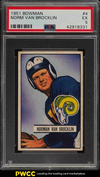 1951 Bowman Football Norm Van Brocklin Rookie Rc 4 Psa 5 Ex (pwcc)