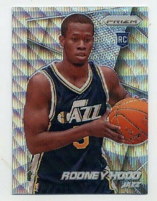 2014 - 15 Panini Prizm Rodney Hood Rookie Card Rc Silver/blue Wave Refractor 270