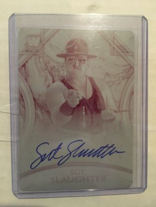 2018 Topps Legends Of Wwe Autographs Printing Plates Magenta Sgt Slaughter 1/1