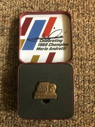 2019 Indianapolis 500 1969 Win Mario Andretti Bronze Badge With Signed Case Pin