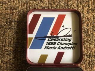 2019 INDIANAPOLIS 500 1969 win MARIO ANDRETTI BRONZE BADGE WITH signed CASE pin 2