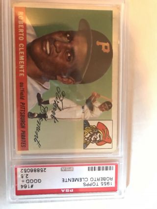 1955 Topps Roberto Clemente Pittsburgh Pirates 164 1955 Rookie Card Psa 2.  5