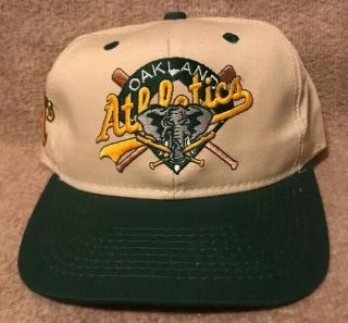 Vintage Oakland Athletics Elephant Logo Snapback Hat Cap - Made In Usa