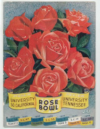 1945 Rose Bowl Football Program Usc Trojans Vs Tennessee Volunteers Good Condi