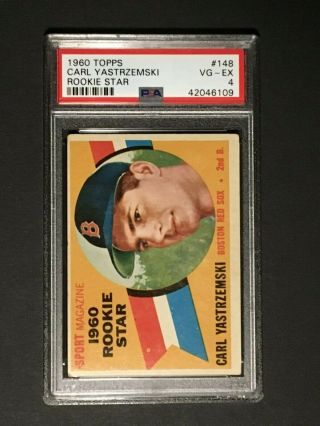 1960 Topps Baseball Carl Yastrzemski 148 Rookie Star Psa Graded Vg - Ex 4