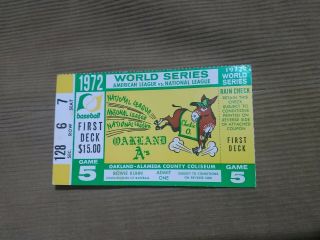 Vintage 1972 World Series Ticket Stub Game 5 –athletics Vs Reds Pete Rose Hr