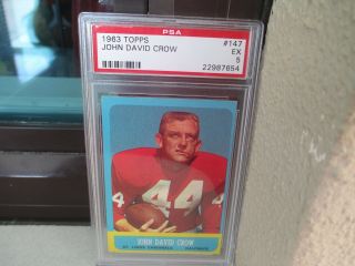 1963 Topps Football.  147 John David Crow.  Stl Cards.  Psa Graded.  Ex 5 Nq
