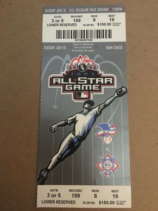 2003 Mlb All Star Game Chicago White Sox Ticket Stub Comiskey Ichiro Pujols 510