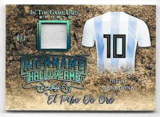 2019 Itg Nickname Hall Of Fame Platinum Blue 03 Diego Maradona Jersey 6/7