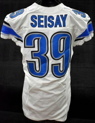 2014 Seisay 39 Detroit Lions Game Worn Football Jersey Lelands Loa