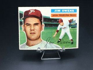 1956 Topps Baseball Jim Owens (gray Back) Ex - Mt/nm 114 Philadelphia Phillies
