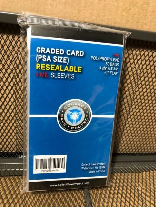 Psa Graded Card Poly Bags 4 Mil Thick 50 Sleeves Snug Fit Skin Tight Psa Slabs