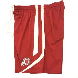 Utah Utes Mens Gym Shorts Under Armour Red White Striped Size Large 2