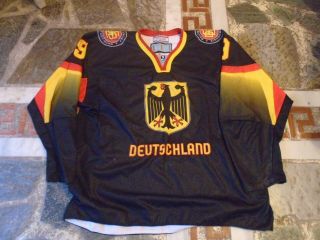 Iihf Germany Game Issued Black Jersey 9 Keussen Tackla