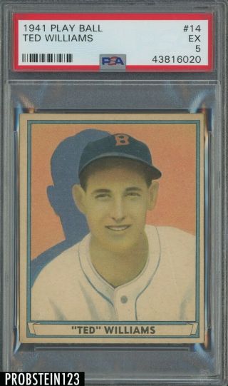 1941 Play Ball 14 Ted Williams Boston Red Sox Hof Psa 5 " Tough Card "