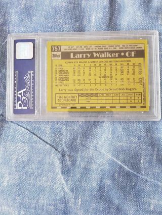 1990 Topps LARRY WALKER 757 PSA GEM MT 10 2
