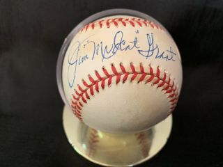 Jim Mudcat Grant Signed Baseball W/ Display Case
