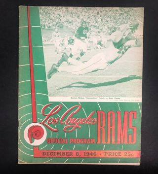 1946 Los Angeles Rams Official Program Vs Green Bay Packers Waterfield