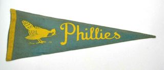 Vintage Philadelphia Phillies Felt Flag Pennant Green 11.  5 " X 29 "