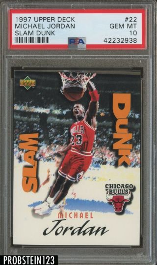 1997 Upper Deck Slam Dunk 22 Michael Jordan Chicago Bulls Psa 10 Gem