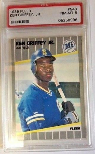 1989 Fleer Ken Griffey Jr Seattle Mariners Baseball Card Graded Psa 8